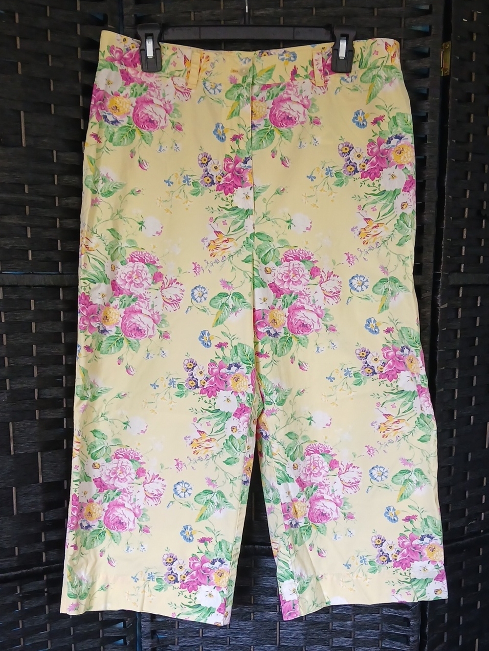 Ralph Lauren Cottage Roses Floral Print Capri Pants Cotton Womens    SZ 14